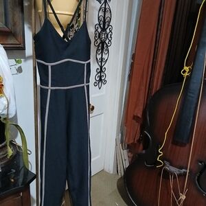 Black Jumpsuit with Tan Accents